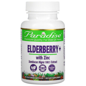 Thực phẩm chức năng Paradise Herbs Earth's Blend Elderberry+ with Zinc 60 Vegetarian Capsules 601944778903