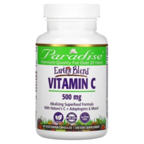 Thực phẩm chức năng Paradise Herbs Earth's Blend Vitamin C 500 mg 90 Vegetarian Capsules 601944778675