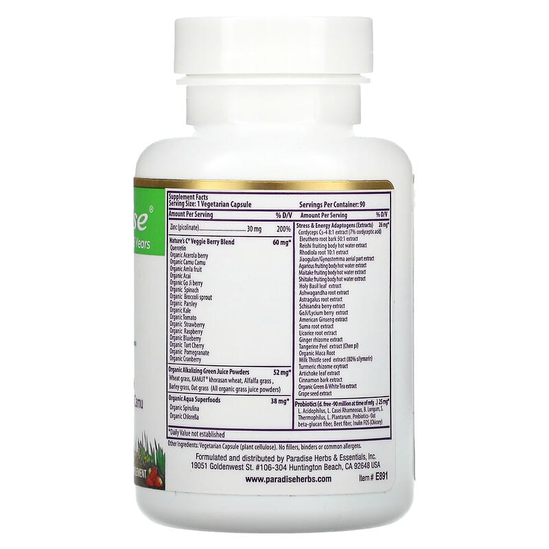 Paradise Herbs Earth's Blend Zinc Picolinate 90 Vegetarian Capsules 2 Thành phần vi chất của Paradise Herbs Earth's Blend Zinc Picolinate 90 Vegetarian Capsules 601944778910