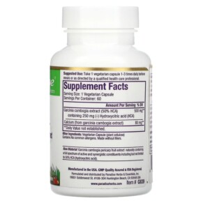 Thành phần vi chất của Paradise Herbs Garcinia 60 Vegetarian Capsules 601944778392