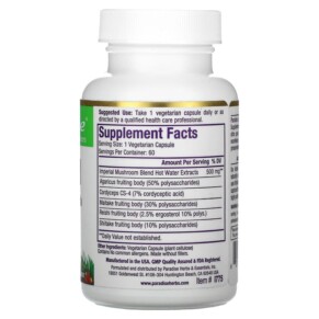 Thành phần vi chất của Paradise Herbs Imperial Mushroom 60 Vegetarian Capsules 601944777753