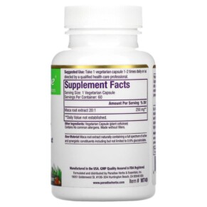 Thành phần vi chất của Paradise Herbs Maca 60 Vegetarian Capsules 601944777494