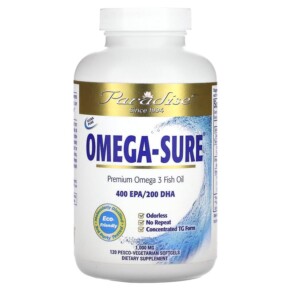 Thực phẩm chức năng Paradise Herbs Omega-Sure Premium Omega 3 Fish Oil 1.000 mg 120 Pesco-Vegetarian Softgels 601944779061