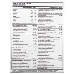 Thành phần vi chất của Paradise Herbs ORAC Energy Greens 15 Packets 6 g Each 601944777791