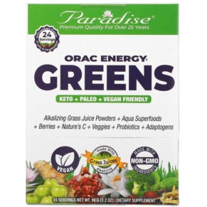 Thực phẩm chức năng Paradise Herbs ORAC Energy Greens 15 Packets 6 g Each 601944777791