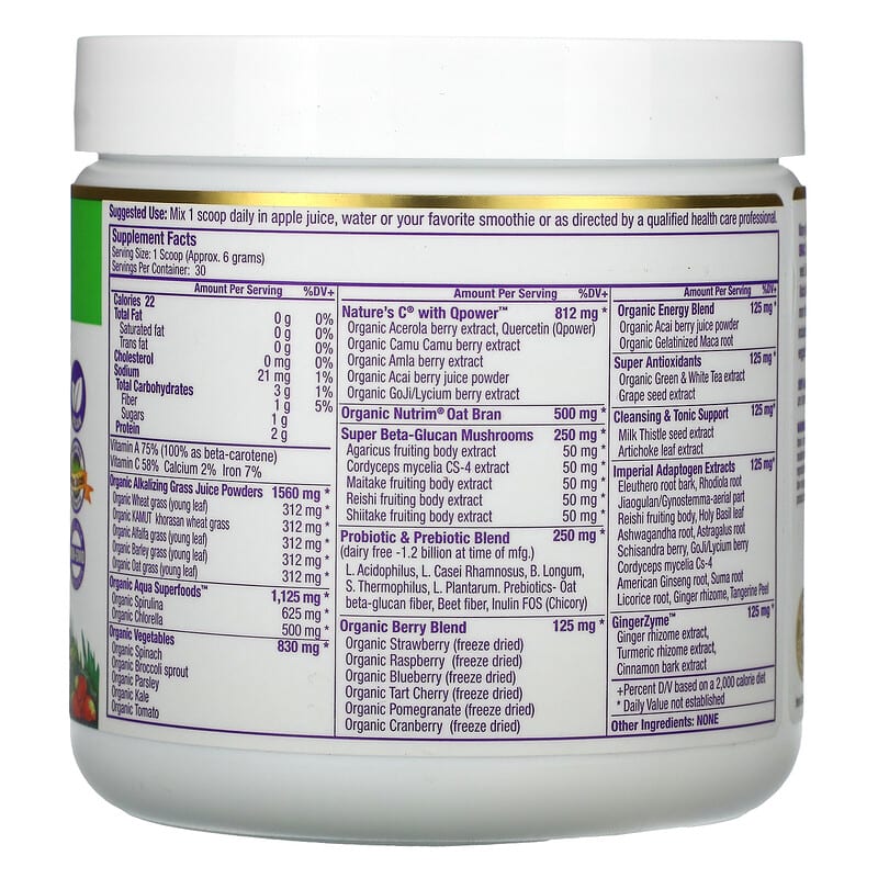 Paradise Herbs ORAC Energy Greens 6.4 oz (182 g) 2 Thành phần vi chất của Paradise Herbs ORAC Energy Greens 6.4 oz (182 g) 601944777777