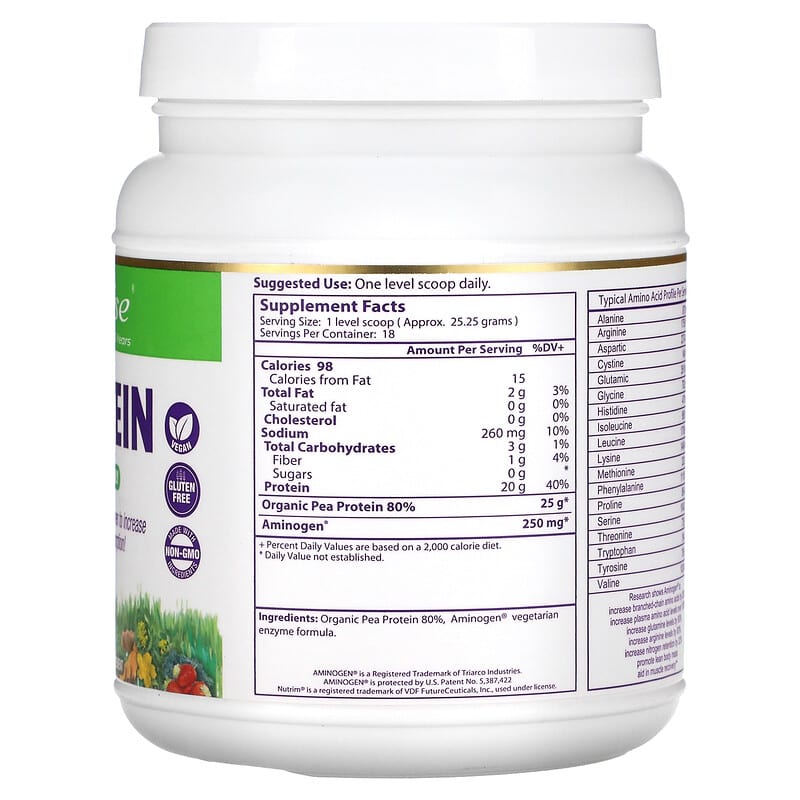 Paradise Herbs Pea Protein Unflavored 16 oz (454 g) 2 Thành phần vi chất của Paradise Herbs Pea Protein Unflavored 16 oz (454 g) 601944778552