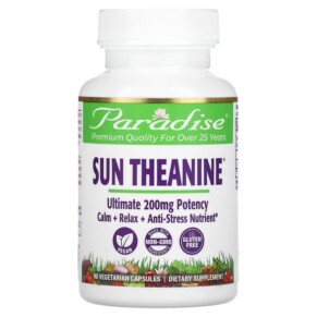 Thực phẩm chức năng Paradise Herbs Sun Theanine 200 mg 90 Vegetarian Capsules 601944778941