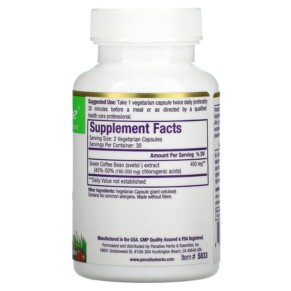 Thành phần vi chất của Paradise Herbs Svetol Green Coffee Bean 60 Vegetarian Capsules 601944778330