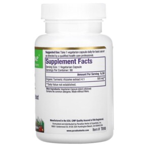 Thành phần vi chất của Paradise Herbs Turmeric 500 mg 90 Vegetarian Capsules 601944778101