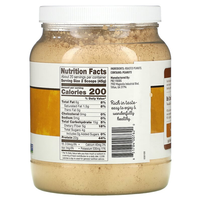 PB2 Foods Pure Peanut Protein Plant Powder 2 lbs (907 g) 2 Thành phần vi chất của PB2 Foods Pure Peanut Protein Plant Powder 2 lbs (907 g) 851784007620