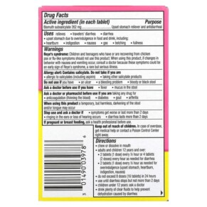 Thành phần vi chất của Pepto Bismol Chewables Cherry 30 Chewable Tablets 301490039786