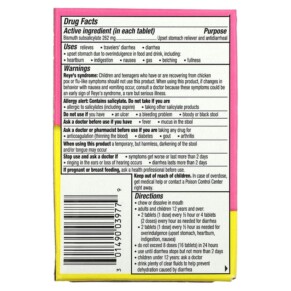 Thành phần vi chất của Pepto Bismol Pepto Bismol Chewables 30 Chewable Tablets 301490039779