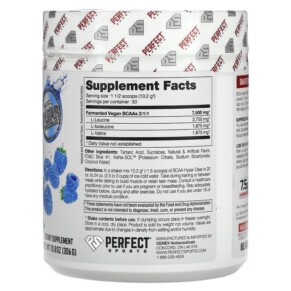 Thành phần vi chất của Perfect Sports BCAA Hyper Clear Intense Blue Raspberry 10.8 oz (306 g) 699097754677