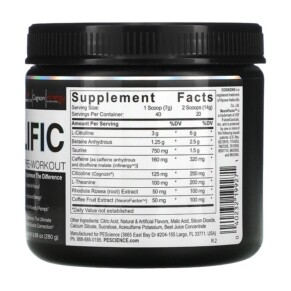 Thành phần vi chất của PEScience Prolific Pre-Workout Melon Berry Twist 9.88 oz (280 g) 040232199271