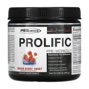 Thực phẩm chức năng PEScience Prolific Pre-Workout Melon Berry Twist 9.88 oz (280 g) 040232199271