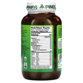 Thành phần vi chất của Pines International Wheat Grass 500 mg 500 Tablets 043952000032