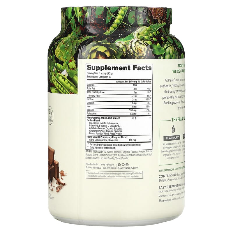 PlantFusion Complete Protein Rich Chocolate 2 lb (900 g) 2 Thành phần vi chất của PlantFusion Complete Protein Rich Chocolate 2 lb (900 g) 890985001969