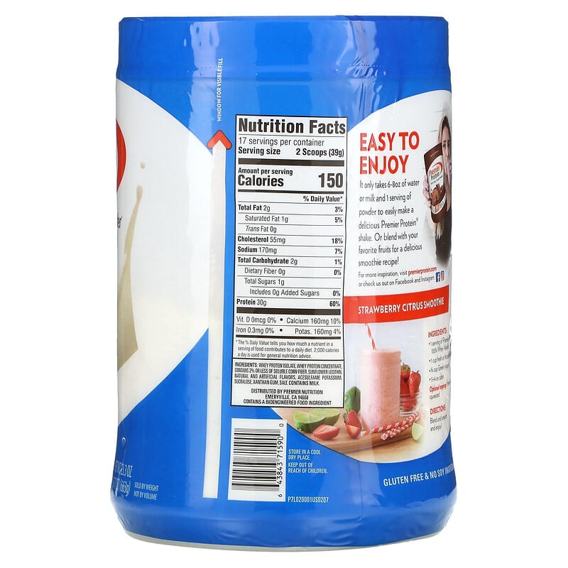 Premier Protein 100% Whey Protein Powder Vanilla Milkshake 1 lb 7 oz (663 g) 2 Thành phần vi chất của Premier Protein 100% Whey Protein Powder Vanilla Milkshake 1 lb 7 oz (663 g) 643843715900