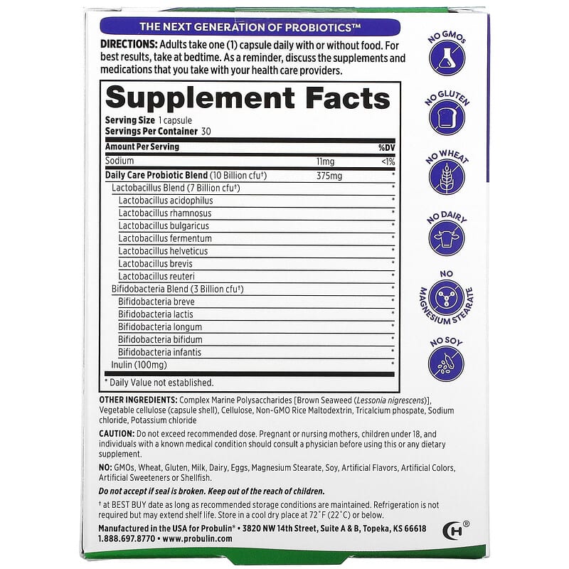 Probulin Daily Care Probiotic 10 Billion CFU 30 Capsules 2 Thành phần vi chất của Probulin Daily Care Probiotic 10 Billion CFU 30 Capsules 855757003404