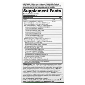 Thành phần vi chất của Probulin For Kids My Little Bugs Total Care Probiotic + Prebiotic & Postbiotic Watermelon 30 Chewable Tablets 855757003473