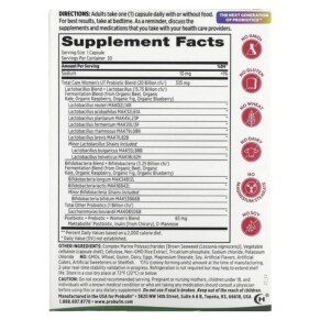 Thành phần vi chất của Probulin Total Care Women’s UT Probiotic 20 Billion CFU 30 Capsules 855757003534