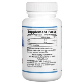 Thành phần vi chất của ProHealth Longevity NADH + CoQ10 60 Vegetarian Capsules 850023410344