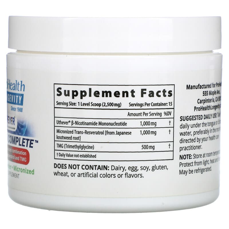 ProHealth Longevity NMN Pro Complete 37.5 g 2 Thành phần vi chất của ProHealth Longevity NMN Pro Complete 37.5 g 850023410597