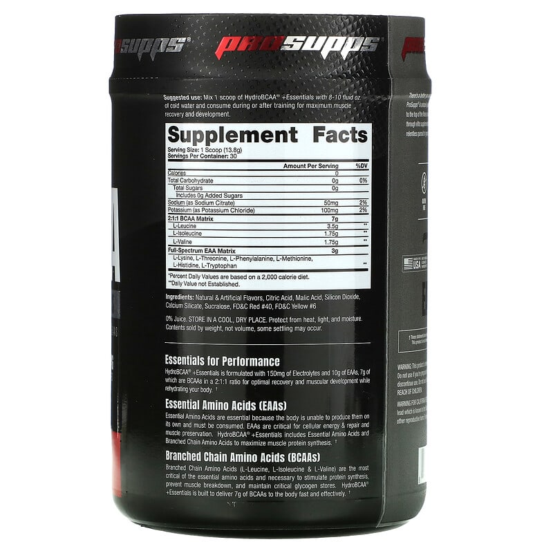 ProSupps Hydro BCAA +Essentials Fruit Punch 14.6 oz (414 g) 2 Thành phần vi chất của ProSupps Hydro BCAA +Essentials Fruit Punch 14.6 oz (414 g) 810034811073