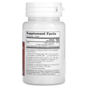 Thành phần vi chất của Protocol for Life Balance 5-Methyl Folate 1.000 mcg 90 Tablets 707359104914