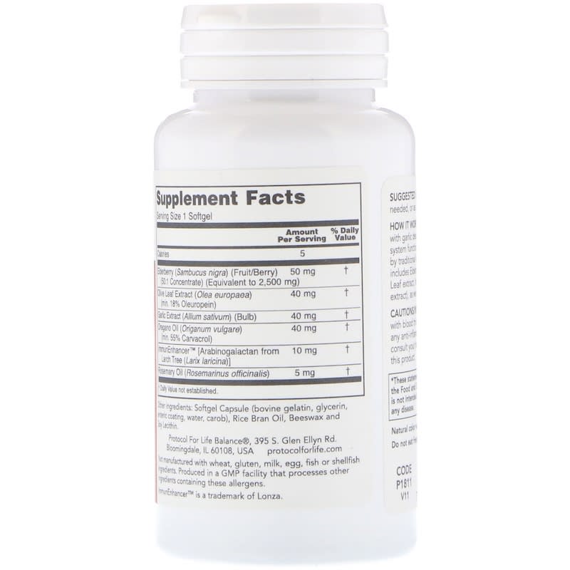 Protocol for Life Balance A-Biotic Immune System Support 60 Softgels 2 Thành phần vi chất của Protocol for Life Balance A-Biotic Immune System Support 60 Softgels 707359118119