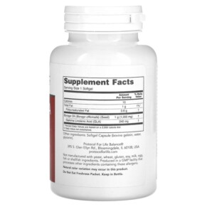 Thành phần vi chất của Protocol for Life Balance Borage/GLA 1.000 mg 60 Softgels 707359117204