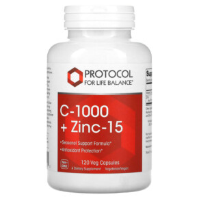 Thực phẩm chức năng Protocol for Life Balance C-1000 + Zinc-15 120 Veg Capsules 707359111202