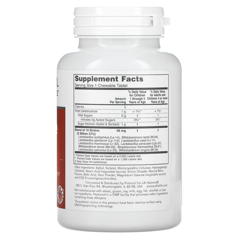 Protocol for Life Balance Chewable Probiotic For Children and Adults 2 Billion 90 Chewables 2 Thành phần vi chất của Protocol for Life Balance Chewable Probiotic For Children and Adults 2 Billion 90 Chewables 707359129368