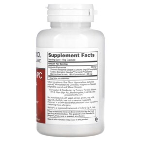 Thành phần vi chất của Protocol for Life Balance Curcumin PC With Meriva 60 Veg Capsules 707359146426