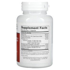 Thành phần vi chất của Protocol for Life Balance Enzymes-HCI 120 Capsules 707359129634