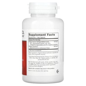 Thành phần vi chất của Protocol for Life Balance Ginkgo Biloba 120 mg 100 Veg Capsules 707359146839