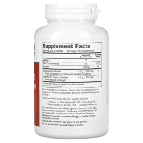 Thành phần vi chất của Protocol for Life Balance Glucosamine & Chondroitin 120 Tablets 707359132436