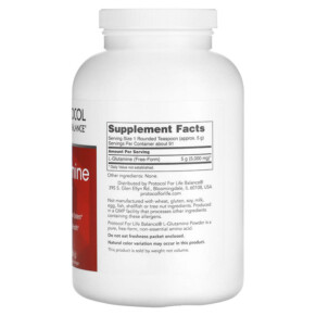Thành phần vi chất của Protocol for Life Balance L-Glutamine Pure Powder 1 lb (454 g) 707359102217