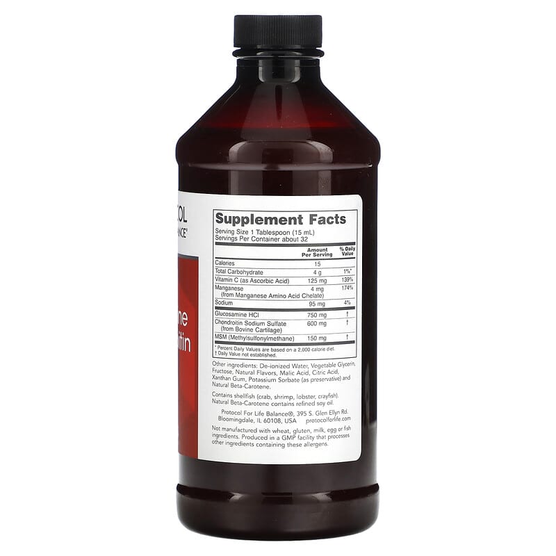 Protocol for Life Balance Liquid Glucosamine & Chondroitin with MSM Citrus 16 fl oz (473 ml) 2 Thành phần vi chất của Protocol for Life Balance Liquid Glucosamine & Chondroitin with MSM Citrus 16 fl oz (473 ml) 707359131750