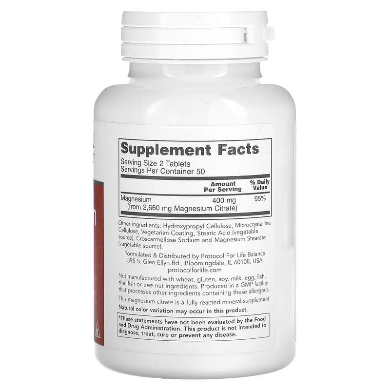 Protocol for Life Balance Magnesium Citrate 100 Tablets 2 Thành phần vi chất của Protocol for Life Balance Magnesium Citrate 100 Tablets 707359112902