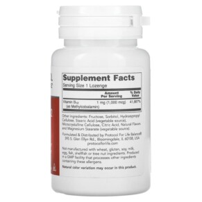 Thành phần vi chất của Protocol for Life Balance Methyl B12 1.000 mcg 100 Lozenges 707359104952