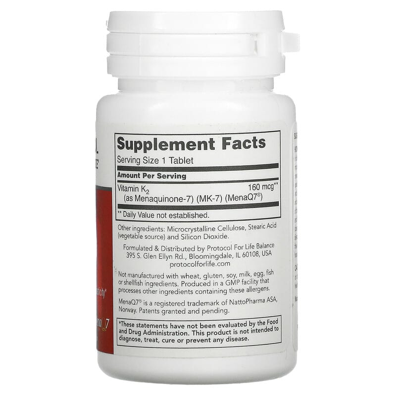 Protocol for Life Balance MK-7 Vitamin K2 160 mcg 60 Tablets 2 Thành phần vi chất của Protocol for Life Balance MK-7 Vitamin K2 160 mcg 60 Tablets 707359109933