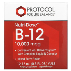 Thực phẩm chức năng Protocol for Life Balance Nutri-Dose B-12 Mixed Berry 10.000 mcg 12 Vials 0.5 fl oz (15 ml) Each 707359104532