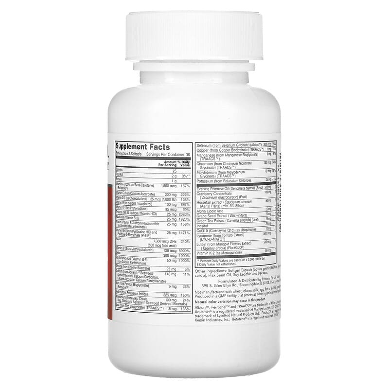 Protocol for Life Balance Ortho Multi for Women 90 Softgels 2 Thành phần vi chất của Protocol for Life Balance Ortho Multi for Women 90 Softgels 707359138025