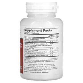 Thành phần vi chất của Protocol for Life Balance ProtoSorbC 500 100 Veg Capsules 707359107168