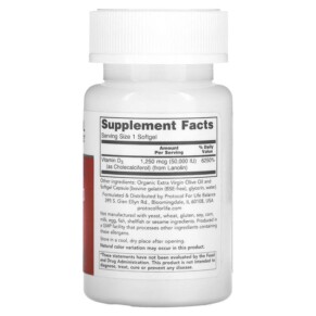 Thành phần vi chất của Protocol for Life Balance Vitamin D3 Clinical Potency 50.000 IU 12 Softgels 707359103771