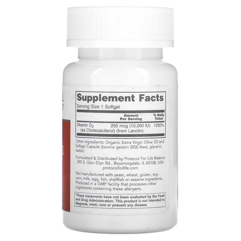 Protocol for Life Balance Vitamin D3 High Potency 10.000 IU 120 Softgels 2 Thành phần vi chất của Protocol for Life Balance Vitamin D3 High Potency 10.000 IU 120 Softgels 707359103764