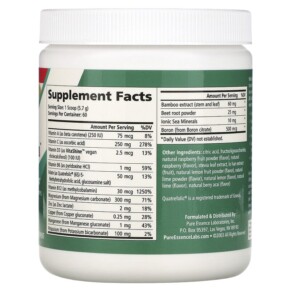 Thành phần vi chất của Pure Essence Ionic-Fizz Magnesium Plus Raspberry Lemonade 12.06 oz (342 g) 659670031021