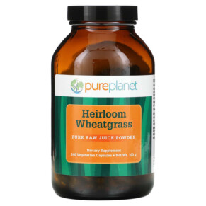 Thực phẩm chức năng Pure Planet Heirloom Wheatgrass 240 Vegetarian Capsules 103 g 764934526936